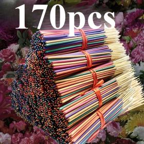 170pcs Wholesale Incense Sticks - Lasts Up to 8.66inch, with Essential Oils, Natural Fragrance for Home, Yoga, Camping, Vacation - Green, Orange, Pink
