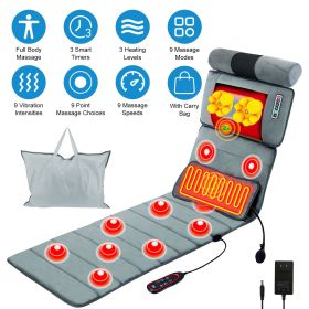 Full Body Massage Mat with Neck Massager - 10 Massage Points , 9 Vibration Modes & Intensities, 3-Level Lumbar Heat, 10-30min Timer
