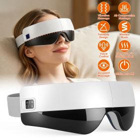 Portable Eye Mask Massager, Voice & Manual Dual Control, Heating, Air Compression & Vibration, Color Ambient Light