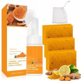 Turmeric Soap Wash and Care 4 Piece Set, Tuemeric Facial Cleanser & Turmeric Soap