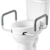 Raised Toilet Seat with Arms, 300 lbs Load Capacity, 3.5-Inch Lift Height, Widened Commode Elevated Toilet Seat Riser with Padded Handles for Seniors