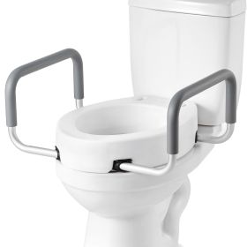 Raised Toilet Seat with Arms, 300 lbs Load Capacity, 3.5-Inch Lift Height, Widened Commode Elevated Toilet Seat Riser with Padded Handles for Seniors