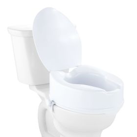 Raised Toilet Seat, 6" Height Raised, 300 lbs Weight Capacity, Universal Toilet Seat Riser, Screw Rod Locking, with Toilet Seat, for Elderly, Handicap