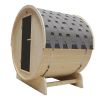 TMG LIVING Outdoor White Pine Barrel Sauna, Three Person, Tempered Glass Door, TMG-LSN41