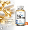 NAC + Glutathione Softgels 120 Count, Multi Nutrient Blend Capsules with Vitamin C & CoQ10 Adult Daily Wellness Dietary Supplement