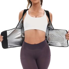 Womens Sauna Sweat Suit Weight Loss Waist Trainer Shirt (Color: SILVER, size: M)