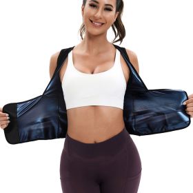 Womens Sauna Sweat Suit Weight Loss Waist Trainer Shirt (Color: Blue, size: L)