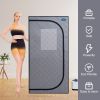 Portable Grey Mini Plus style Steam Sauna tent–Personal Home Spa, with Steam Generator, Remote Control, Foldable Chair, PVC pipes. Easy to Install