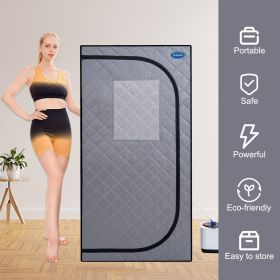 Portable Grey Mini Plus style Steam Sauna tent–Personal Home Spa, with Steam Generator, Remote Control, Foldable Chair, PVC pipes. Easy to Install (Color: as Pic)