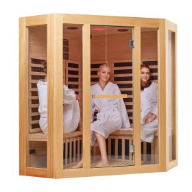 Far Infrared Wooden Sauna, Room Home Sauna Spa for 3 to 4 Person (Default: Default)