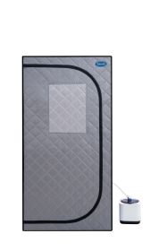 Portable Grey Mini Plus style Steam Sauna tent–Personal Home Spa, with Steam Generator, Remote Control, Foldable Chair, PVC pipes. Easy to Install (Color: Cement Grey)