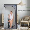 Portable Grey Mini Plus style Steam Sauna tent–Personal Home Spa, with Steam Generator, Remote Control, Foldable Chair, PVC pipes. Easy to Install